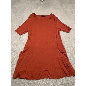 Jones New York T-Shirt Dress‎ Pockets Rust Red Oversized Comfy XL Laganlook